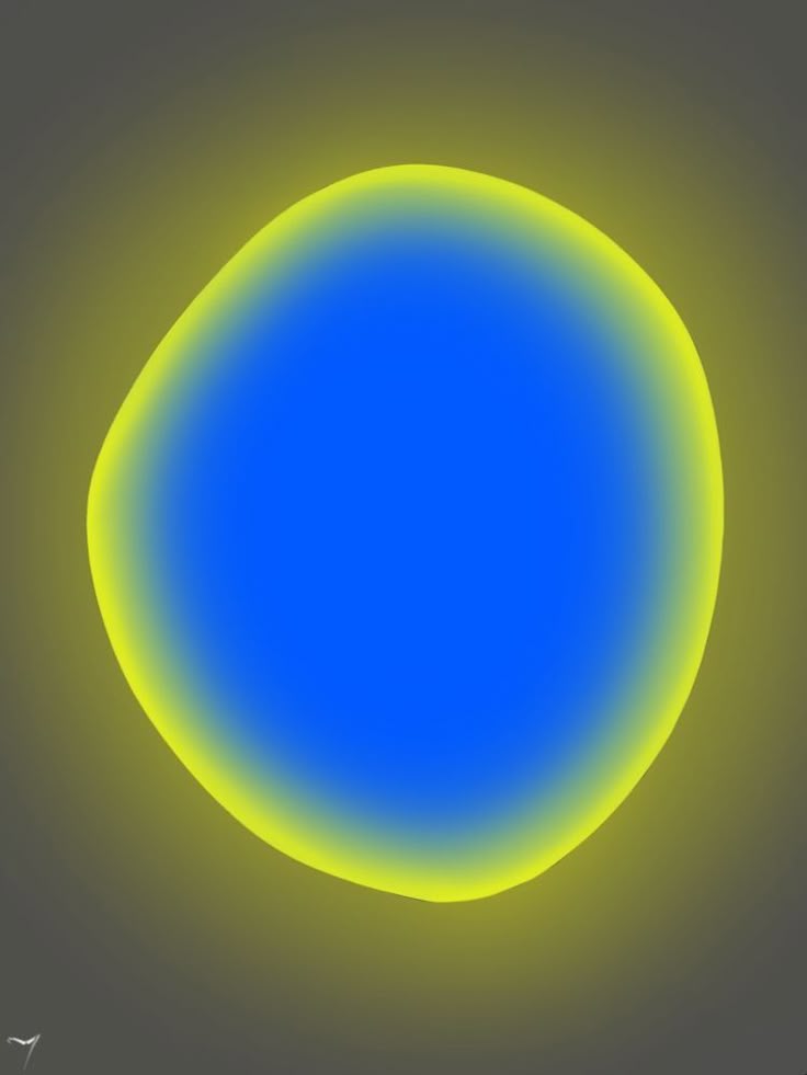 Blue and chartreuse orb artwork